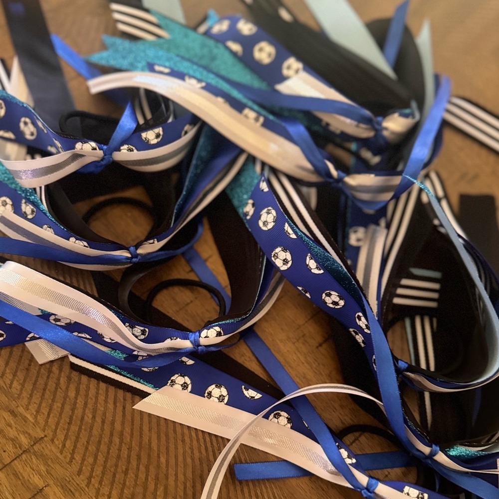Set of 12 Handmade Soccer Hair Ribbon